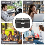 Caja de Almuerzo Ajustable de 80W, 1.8L para Adultos, Caja de Almuerzo Aislada, Caja de Almuerzo Portátil con Calefacción para Uso Exterior, Incluye Bolsa Aislante y Juego de Cubiertos, Disponible para Camión y Coche