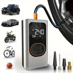 Inflador de neumáticos portátil inalámbrico de 150 PSI con medidor digital y luz LED, compresor de aire recargable USB-C - Infla rápidamente coches, bicicletas, motocicletas, balones, etc., herramienta portátil para inflar neumáticos, equipo de viaje para