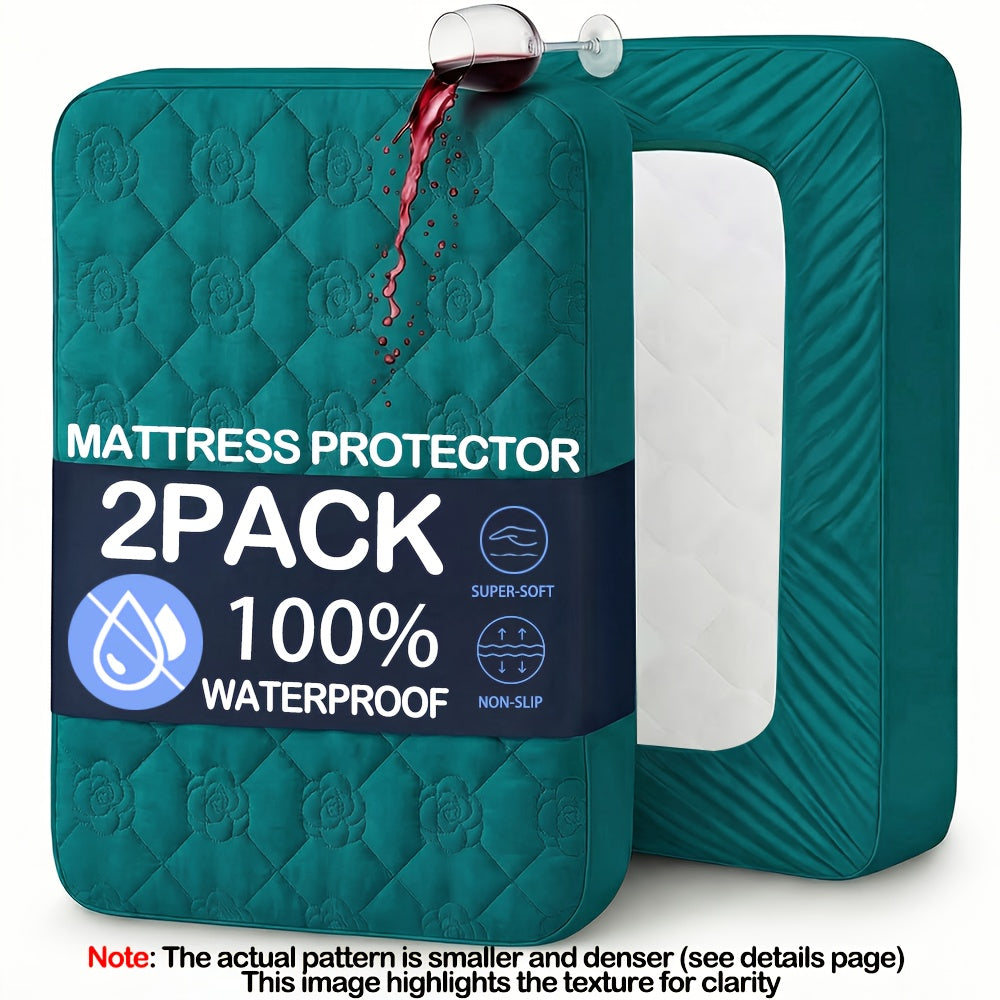 2 protectores de colchón impermeables - Ropa de cama lujosamente cómoda y suave, sábana ajustable transpirable de bolsillo profundo, se adapta a la mayoría de los colchones, silenciosa, resistente al polvo y a las manchas, color aleatorio, paquete múltipl