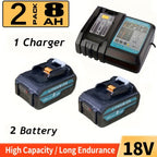 Paquete de 2 Baterías BL1860B de 8.0Ah + Cargador de Doble Puerto DC18RD de 6A Compatible con Batería Makita 14.4V-18V BL1860 BL1860B BL1850 BL1850B BL1840 Bl1830 y Cargador DC18RD DC18RC DC18SF DC18RC DC18RF (2 Baterías o 2 Baterías y Cargador)