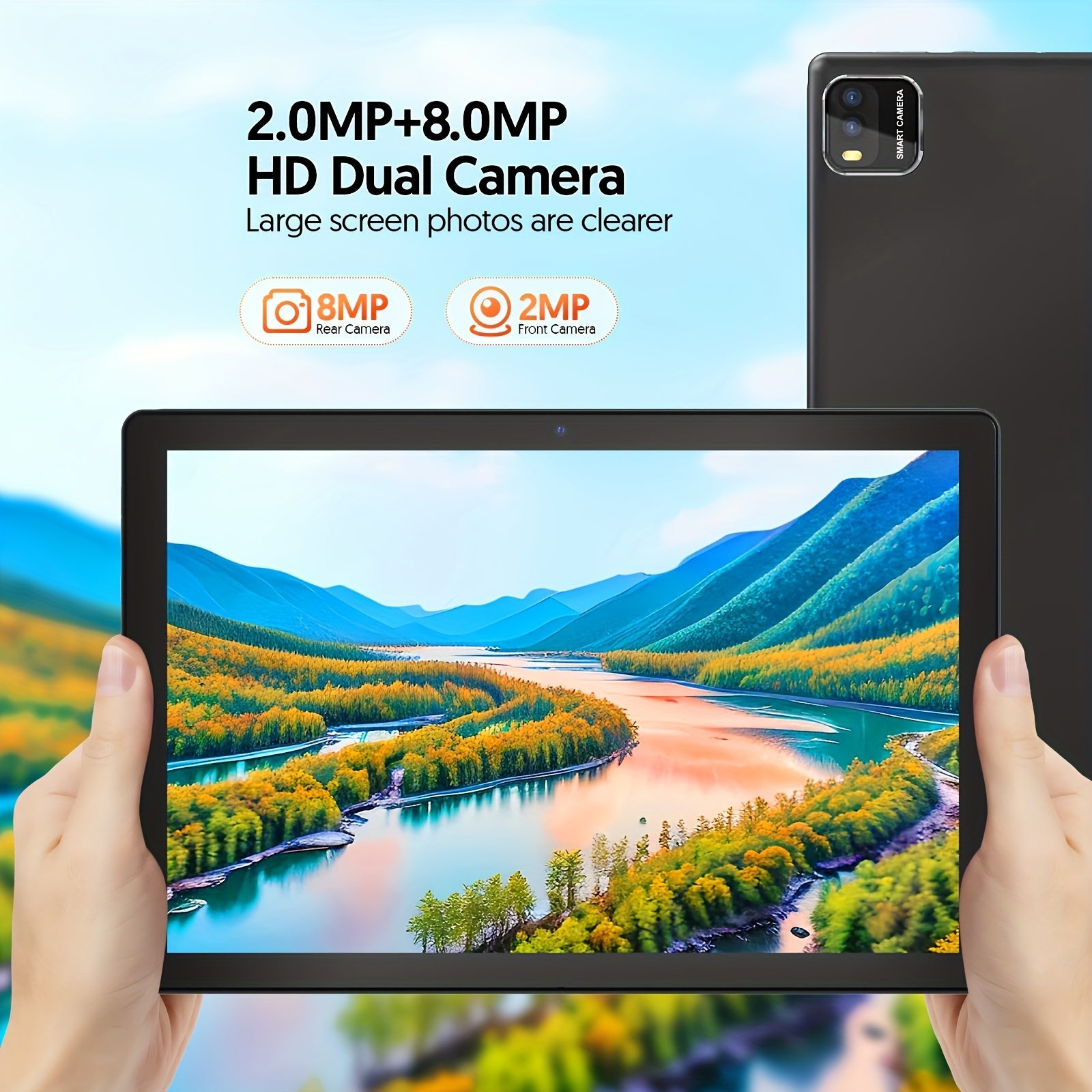 Tabletas Android | Tableta nueva con sistema Android 15, 10.1 pulgadas, 12 (3+9) GB de RAM, 64 GB de ROM + 1 TB de memoria ampliable, 2.0 + 8.0