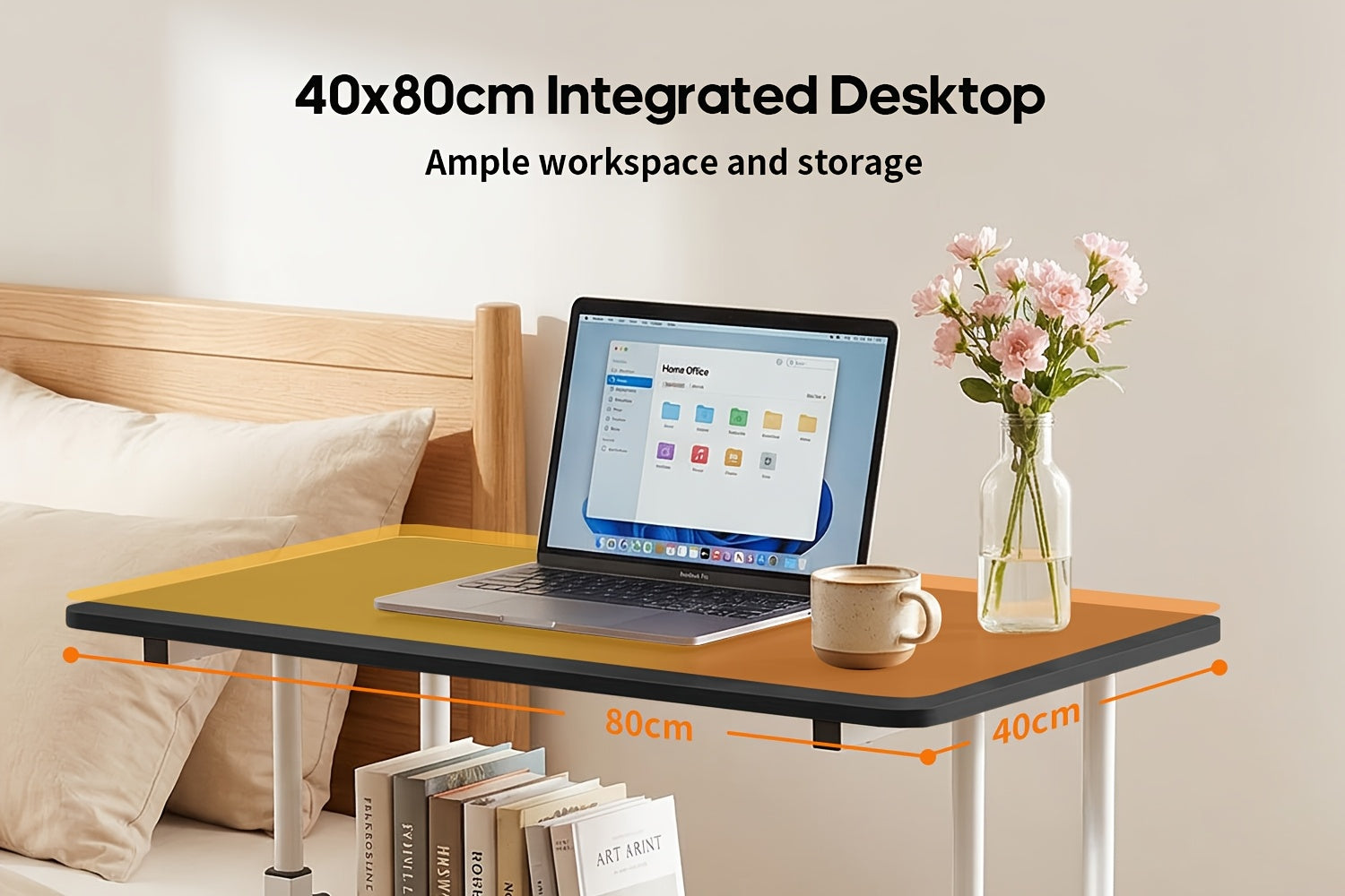 Escritorio | Escritorio de pie de altura ajustable, escritorio móvil con ruedas universales, almacenamiento de doble capa, estable y cómodo, mesa