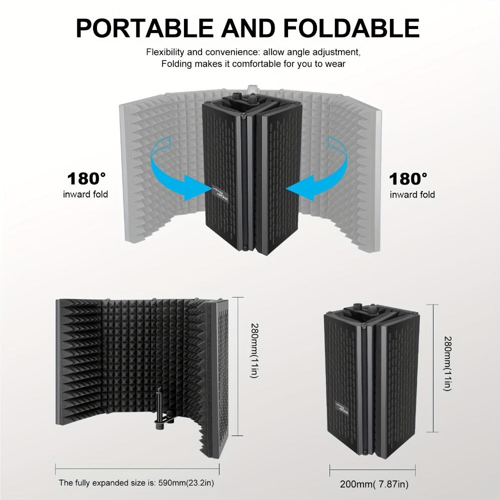 Aokeo Filtro Anti Pop, Escudo de Aislamiento para Micrófono de Estudio, Filtro Pop. Absorbe y Filtra el Sonido. Compatible con Blue Snowball y Cualquier Micrófono de Condensador (AO-505 con Soporte)