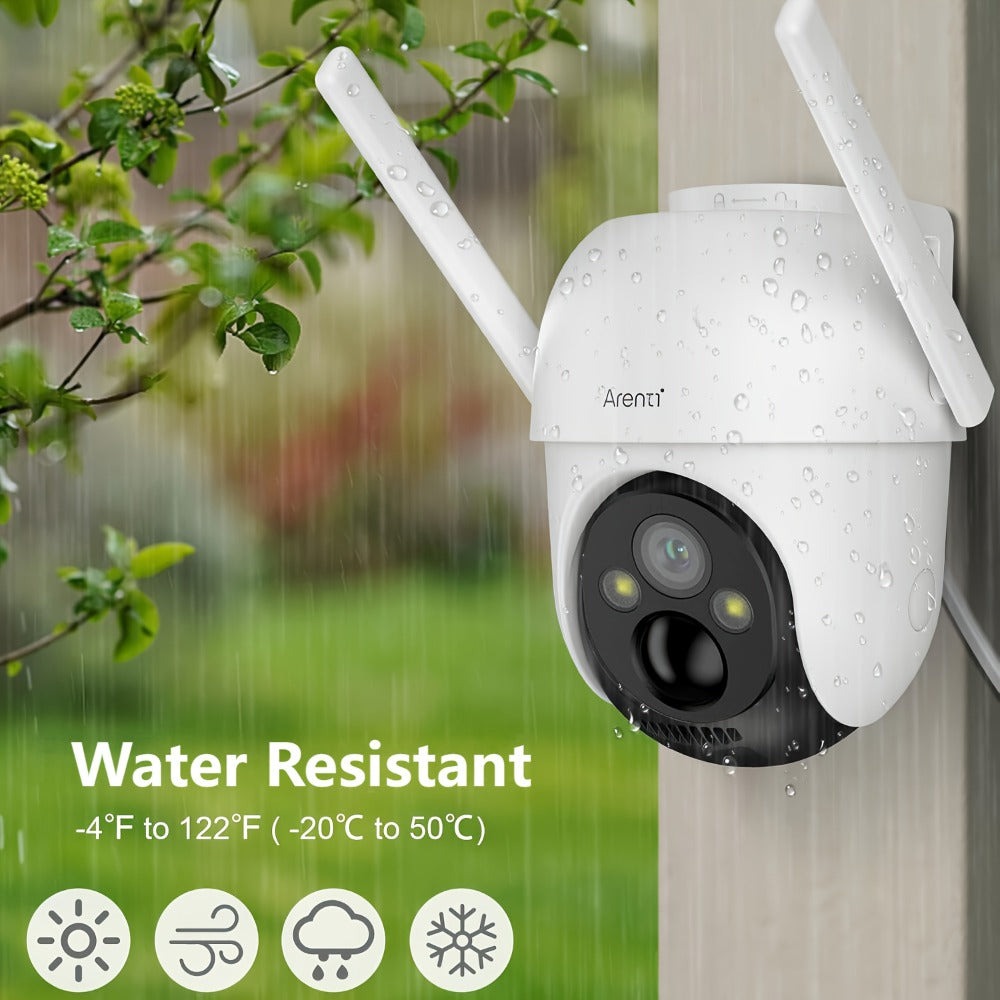 Cámara de Seguridad Inalámbrica Solar Arenti para Exteriores, Resolución de Video 3MP FHD, Batería de 5200mAh, CCTV para Seguridad del Hogar, Visión Nocturna a Color 1296P, Audio Bidireccional, Almacenamiento en Nube/SD, Sin Cuota Mensual, Detección de Mo