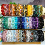 80 pulseras bohemias elásticas con cuentas de piedra de color aleatorio - Joyería unisex extensible apilable multicolor para hombres y mujeres, uso diario y para regalar