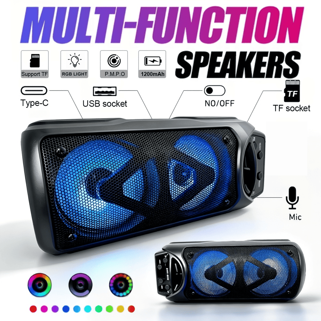 Altavoz subwoofer Bluetooth de grado profesional, diseño ligero y portátil, alto rendimiento de campo de sonido dinámico, efecto de iluminación ambiental RGB, excelente calidad de sonido, esencial para fiestas, audio de moda, interfaz USB, karaoke, fiesta