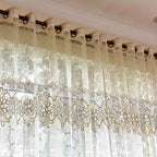 2pcs Cortinas Florales Elegantes con Ojales en la Parte Superior - Poliéster Semi-Transparente, Lavables a Máquina para Sala de Estar, Dormitorio, Decoración de Oficina