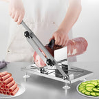Cortadora de Carne Manual en Acero Inoxidable, Grosor Ajustable, Filo Nítido y Duradera, Fácil de Limpiar, Cortador Multiusos para Reses Bovinas, Ovejas, Verduras e Ingredientes del Hot Pot, Ideal Para Uso Doméstico o Comercial