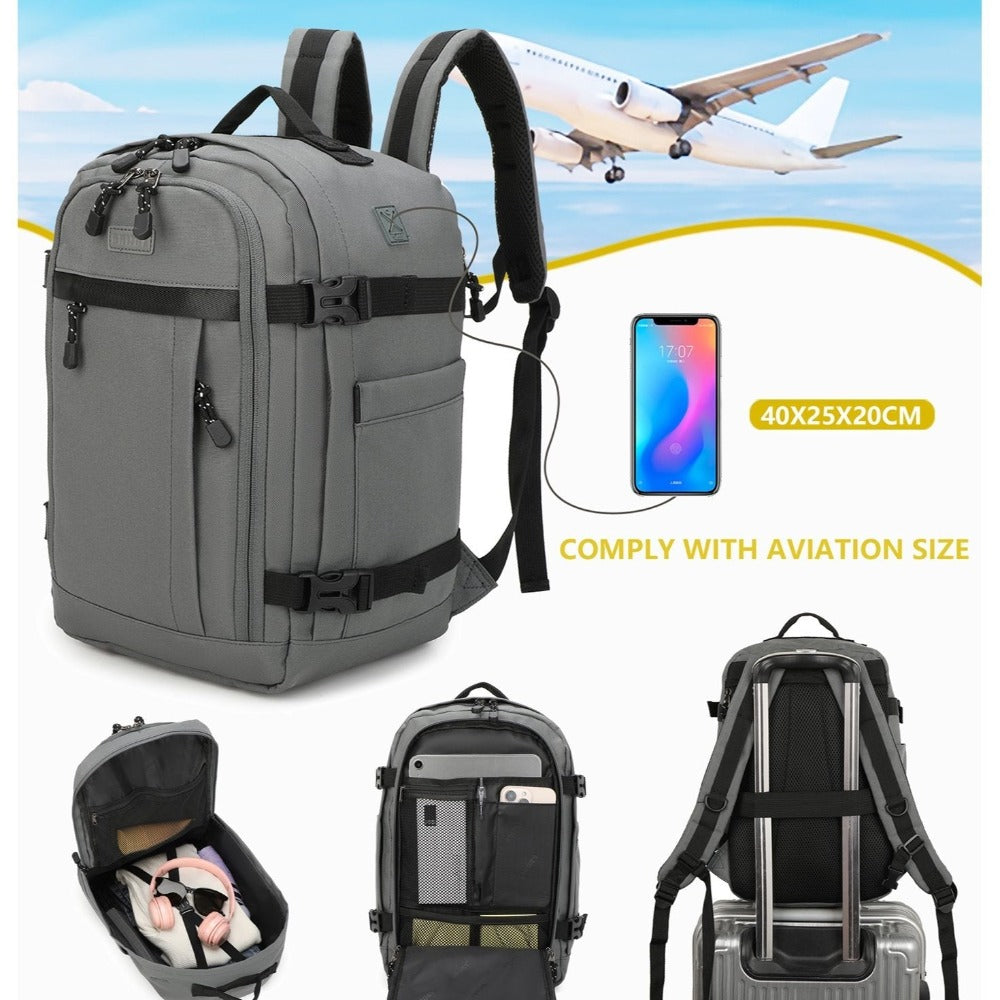 Mochila de cabina 40 x 20 x 25 cm (20 L) | Mochila ideal para viajes en avión | Mochila de cabina para hombre y mujer para el trabajo, viajes, senderismo y escuela