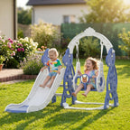 Tobogán infantil arqueado 4 en 1, tobogán infantil con columpio y canasta de baloncesto, longitud del tobogán 145 cm, apto para toboganes infantiles de interior y exterior, toboganes de jardín, toboganes para niños pequeños, parques infantiles