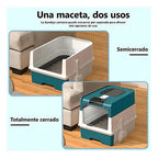 Caja de Arena para Gatos Espaciosa con Tapa Arenero - A Prueba de Fugas, Diseño Plegable, Soporta hasta 14.97 KG, Incluye Pala, Sin Rastro para Limpieza Fácil, Construcción Duradera de ABS/PE/Silicona, Forma Rectangular, Caixa de Arena para Gatos Extra Gr