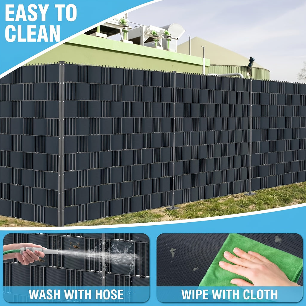 Tiras de PVC para pantalla de privacidad 450g/m², malla de valla de privacidad para jardín, 50m x 19cm, tapetes de doble varilla con 40 clips para terraza, patio, balcón, gris carbón, verde, gris claro
