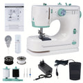 Mini Máquina de Coser con Pedal para Adultos, Máquina de Coser Multifuncional para el Hogar, 12 Puntos, Portátil, Eléctrica, para Principiantes y Aficionados al Costurero, Enchufe EU