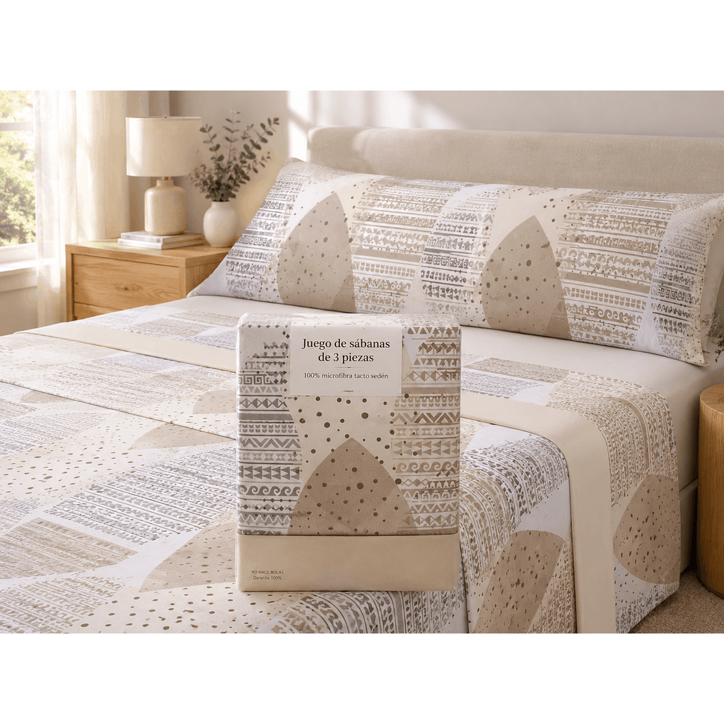 Juego de Sábanas Completo de 3 Piezas de Verano Fino Microfibra, para Cama de 90, 105, 135, 150