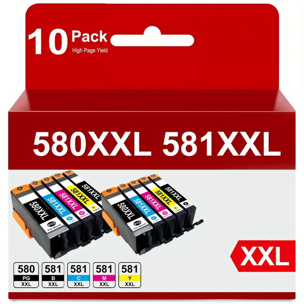 Cartuchos de impresora compatibles PGI-580 CLI-581XXL para Canon 580 581 Multipack para Canon Pixma TS705 TR8550 TS6150 TR7550 TS6250 TR8500 TS8251 TS6350 TS9550 TS6151 TS9551 (10 unidades)