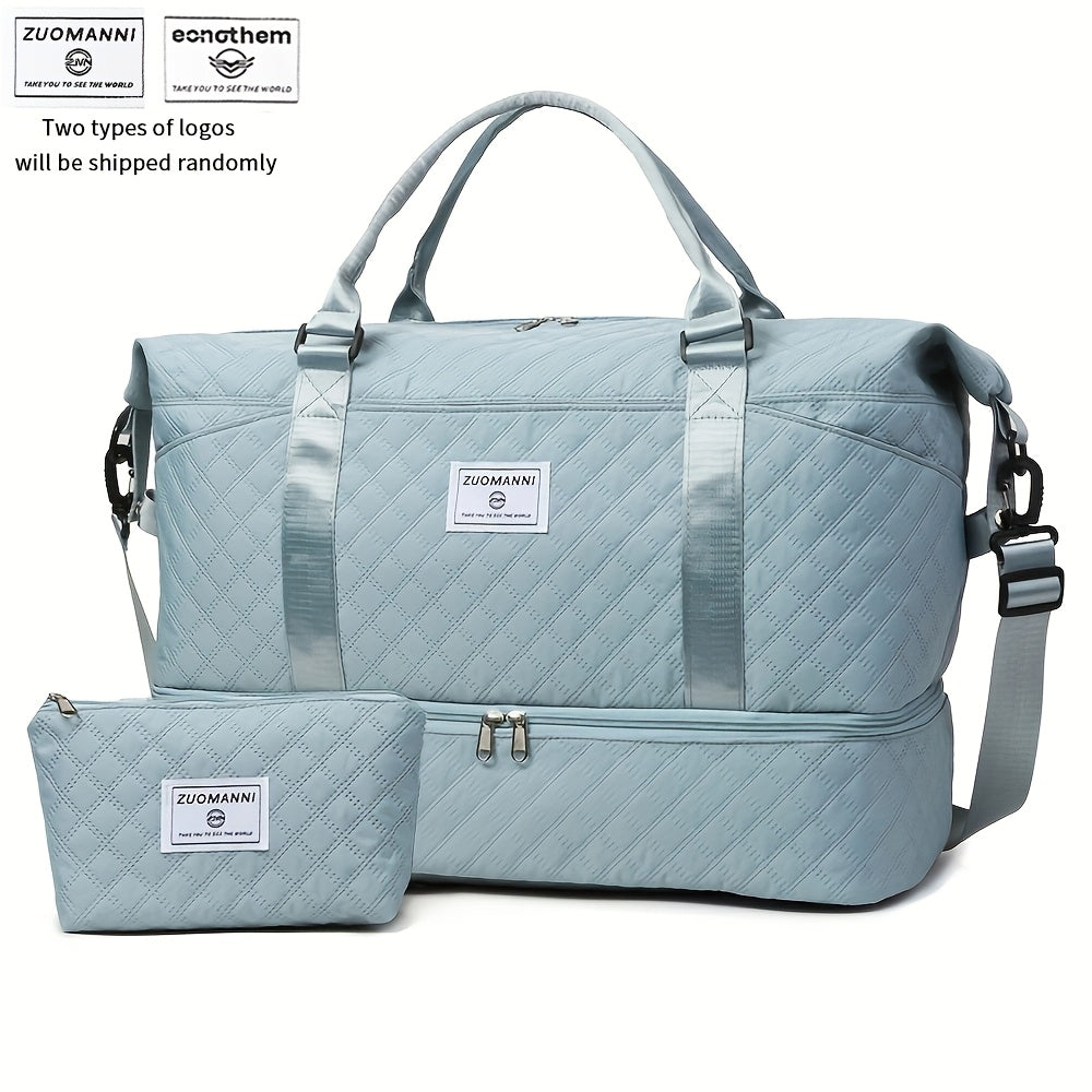 Juego de Bolsos para Mujer: Combinación de Bolso de Viaje y de Gimnasio de Gran Capacidad, Bolso con Estampado de Letras, Regalo de San Valentín, Bolso de Equipaje Multifuncional, Bolso de Mano Cosido para Viajes de Corta y Larga Distancia, Compartimento
