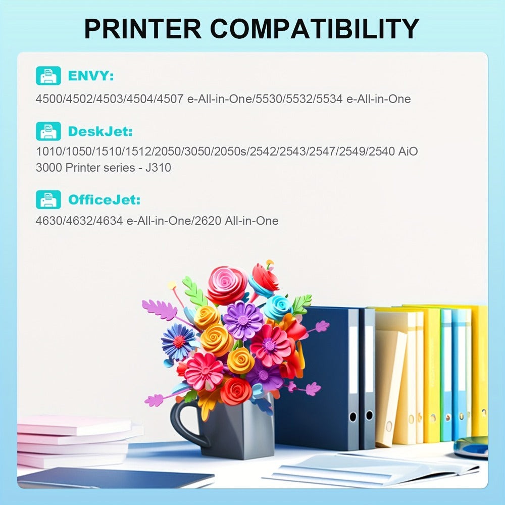 Cartuchos de tóner de repuesto compatibles con HP 301XL para impresoras HP Deskjet 1110/1111/1112, Envy 4510/4511/4512, Officejet 3830/3831/3832, 4650/4652/4654 - Recarga de tóner compatible, sin piezas electrónicas, reemplazo económico
