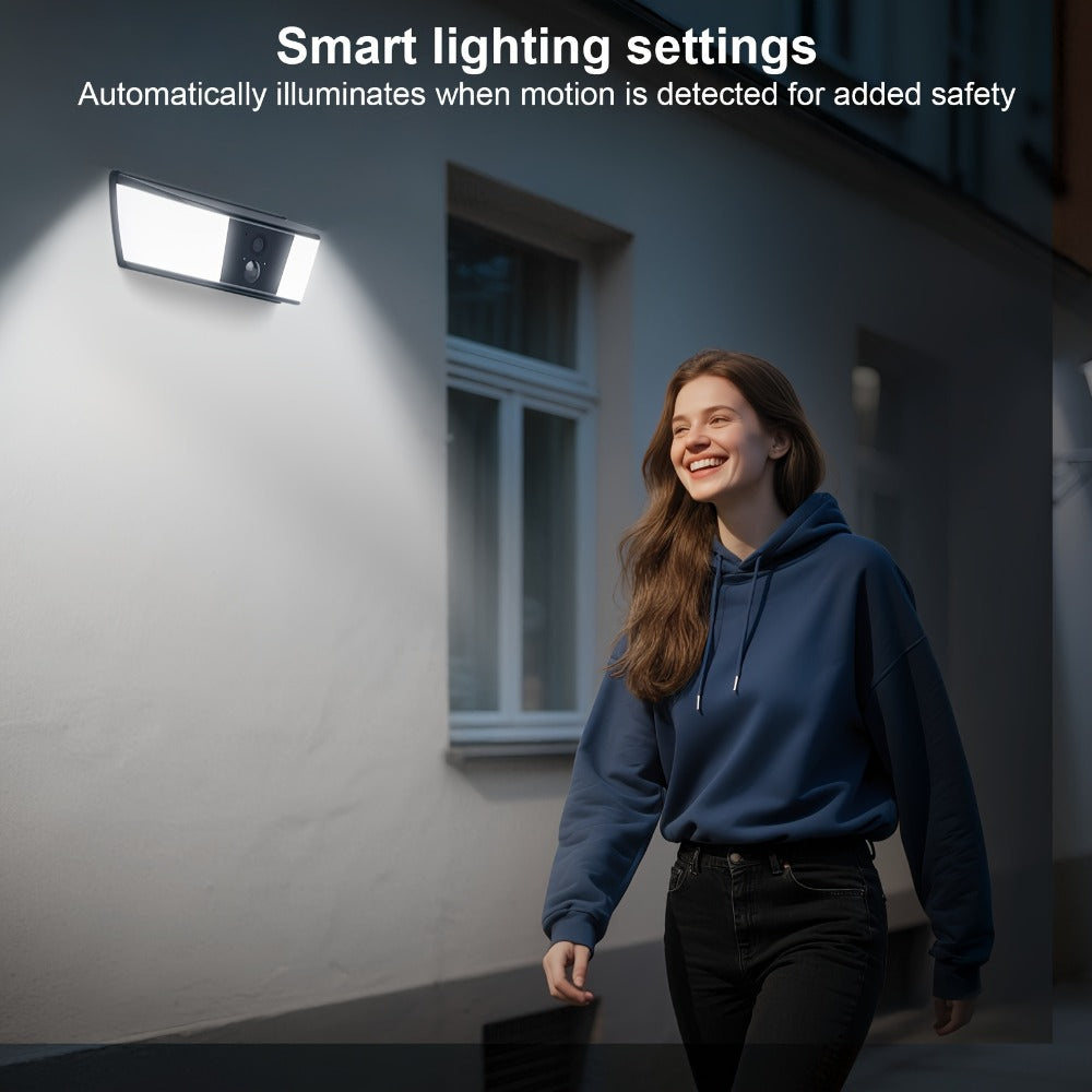 ANRAN Cámara de Luz Solar de Pared, una Cámara de Seguridad Solar para Exteriores que se Convierte en una Luz de Pared, Cuenta con Conectividad Inalámbrica 2.4G para la Seguridad del Hogar, Detección de Movimiento con IA, Iluminación Activada por Movimien