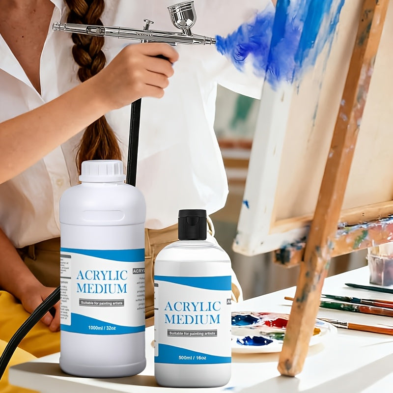 Medio y diluyente para pintura acrílica de gran capacidad, apto para todas las pinturas acrílicas - Líquido mejorador de flujo para profesionales y artistas, mejora la consistencia, la mezclabilidad y la estructura en capas - Compatible para uso profesion
