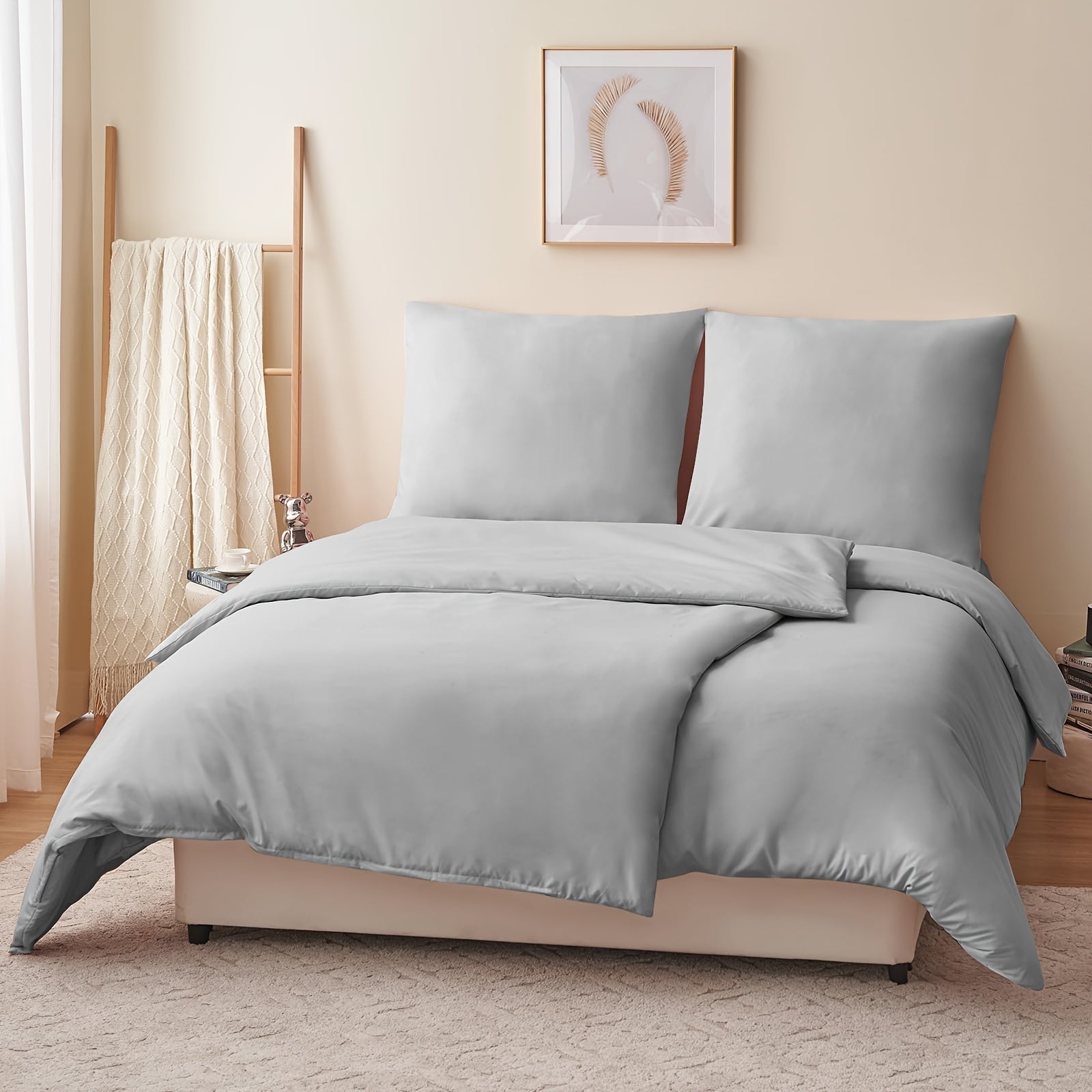 Juego de cama de 3/4 piezas, incluye funda nórdica 100 % algodón - Ropa de cama suave para toda estación, resistente a la luz, diseño con cremallera, tejido de color liso, varios tamaños (135x200, 155x220, 200x200, 200x220) - Estilo moderno minimalista, d
