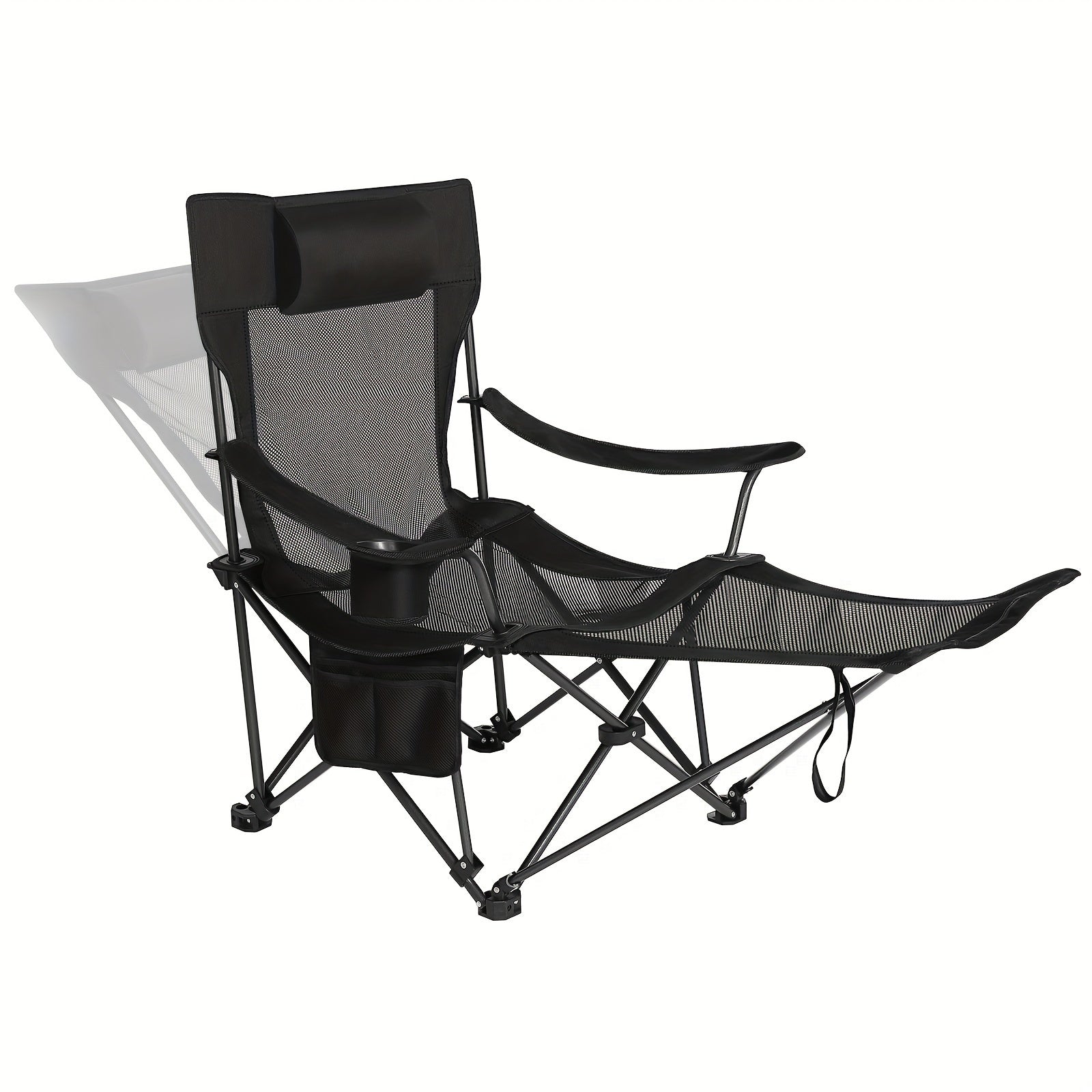 1pieza Silla de exterior para muebles de jardín para camping senderismo suministros de ocio al aire libre multifuncional modular 4-en-1 silla plegable de camping pesca asiento de banco de doble propósito (reposapiés extraíble/Ajuste de respaldo de cuatro