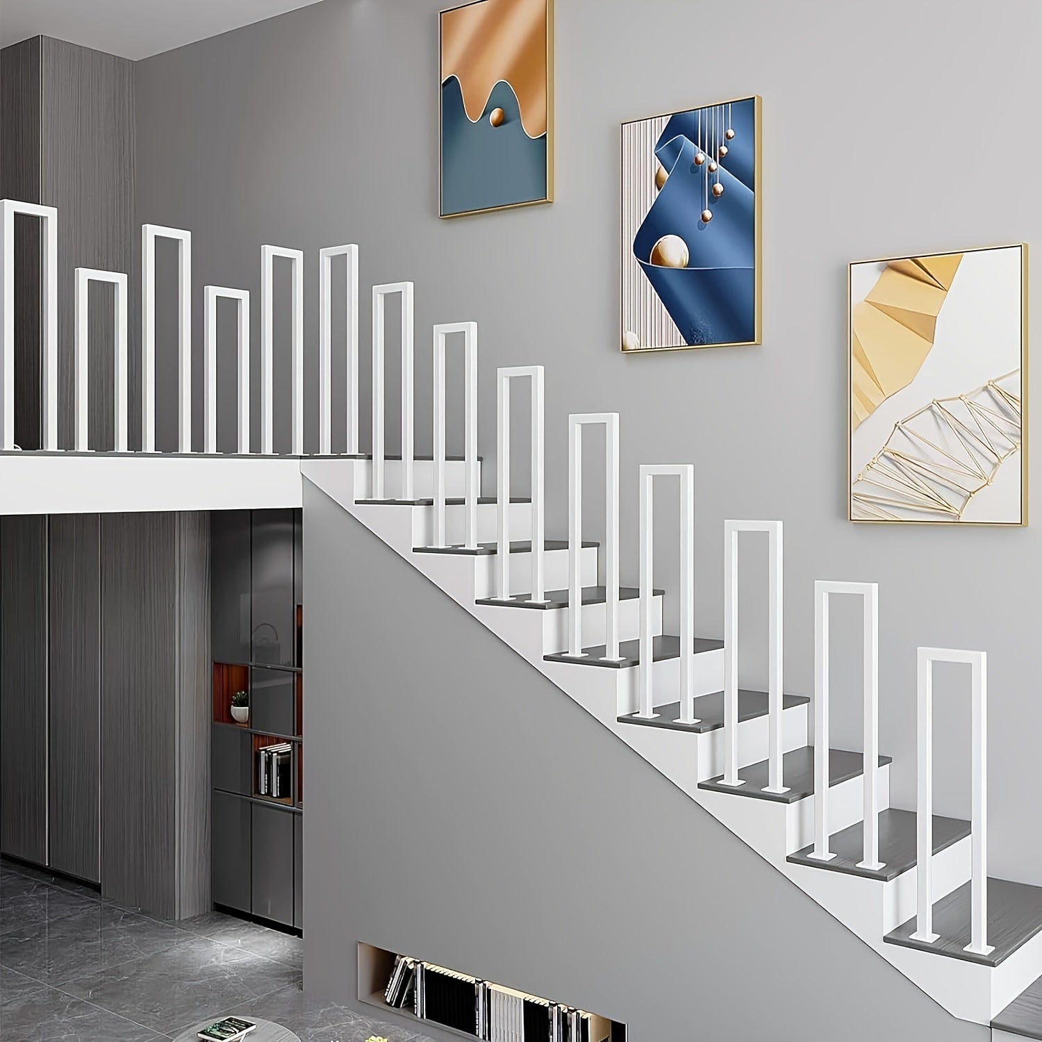 Barandillas de escaleras interiores, barandillas en forma de U para escaleras, barandillas exteriores, barandillas para escaleras, barandillas industriales antideslizantes de seguridad, elegantes y sencillas, para escaleras, porche y jardín