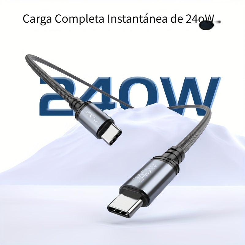 Cable USB-C de carga rápida 240W para móvil tableta y portátil | 240W y 201.17 cm