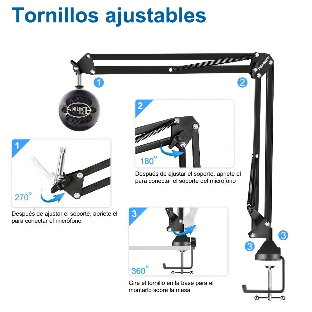 Brazo de Micrófono - Compatible con Brazo de Micrófono QuadCast S Rode AM8 Razer Seiren Mini/V3 Mini Soporte de Brazo Universal Compatible con Soportes de Micrófono de 3/8 y 5/8