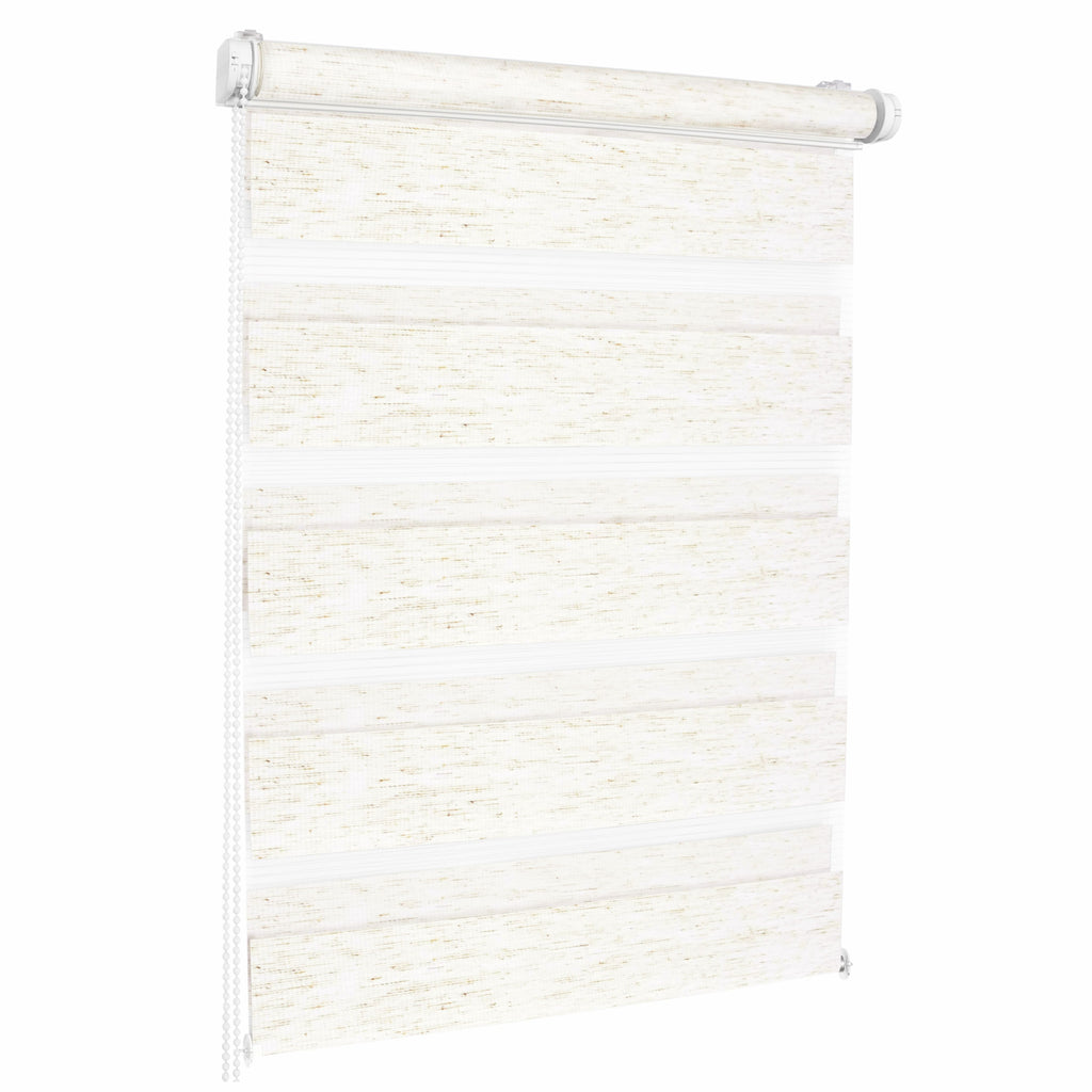 Persiana Día y Noche - Beige Melange - 32 Tamaños - BOJANEK Día y Noche - Instalación No Invasiva en Ventanas, Sin Necesidad de Taladrar, Ajuste por Cadena, Soportes Ajustables para Diferentes Grosos de Ventanas, Diseño Moderno, Protección de Luz y Privac