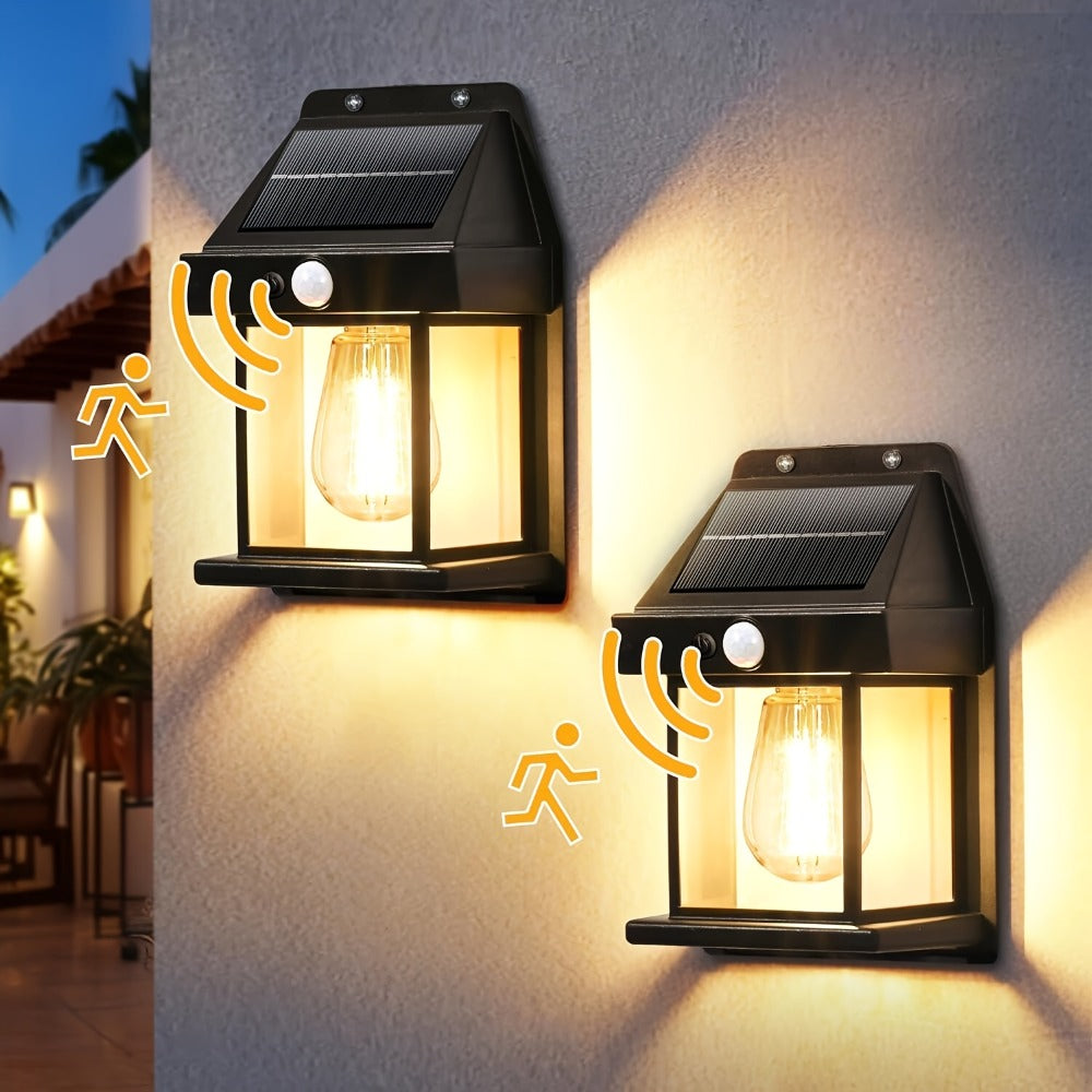 Lámparas solares de pared con sensor de movimiento 8pcs | Calles, patios y áreas exteriores