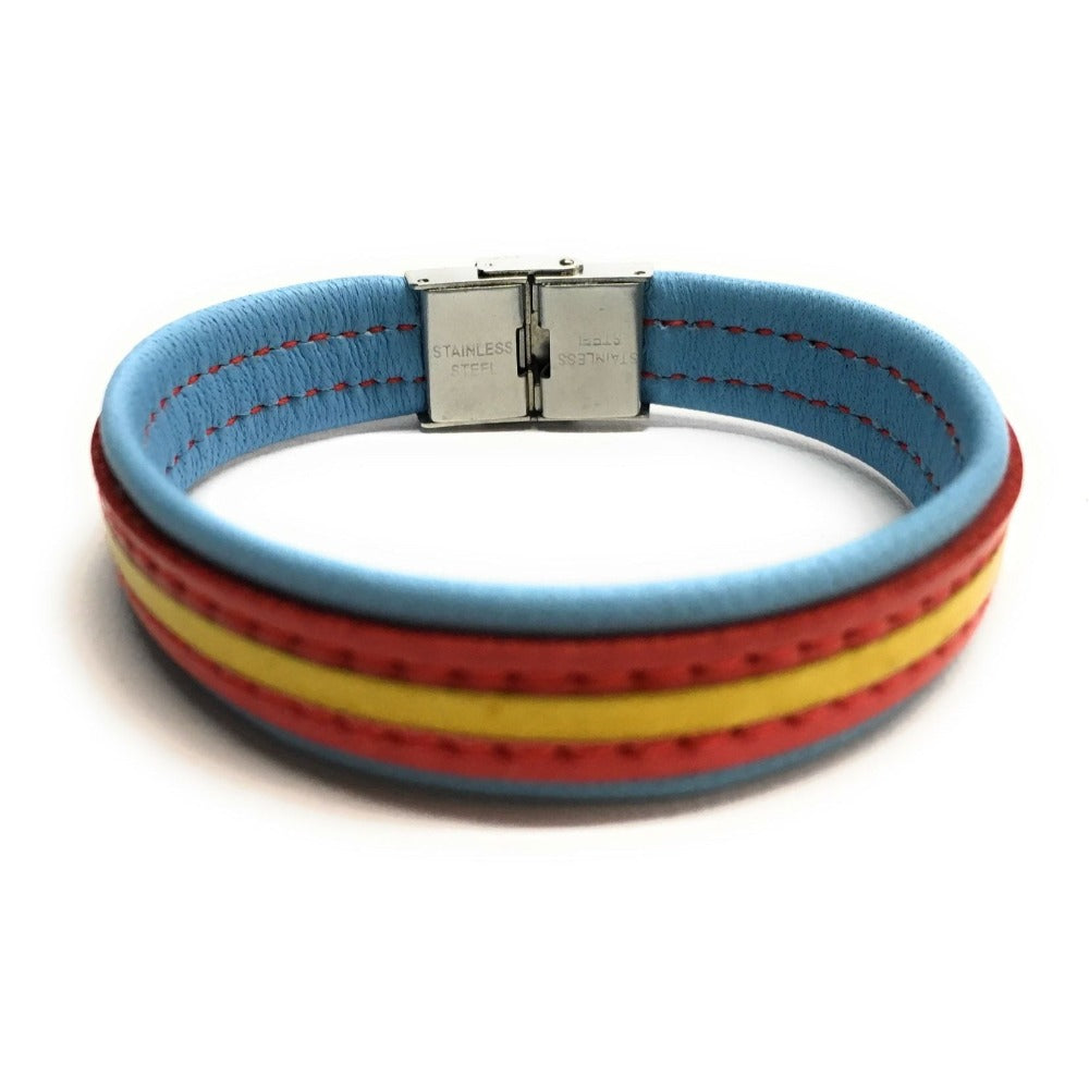 Pulsera De Cuero Bandera De España (Fabricada Artesanalmente) | Complementos de Moda Unisex para Hombres y Mujeres de Estilo Atemporal y Elegante | Regalos Originales y Exclusivos