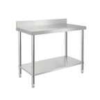 Mesa de trabajo de acero inoxidable, mesa de acero inoxidable con patas ajustables, mesa gastro, mesa de preparación, mesa de corte, muebles de cocina plateados con soporte