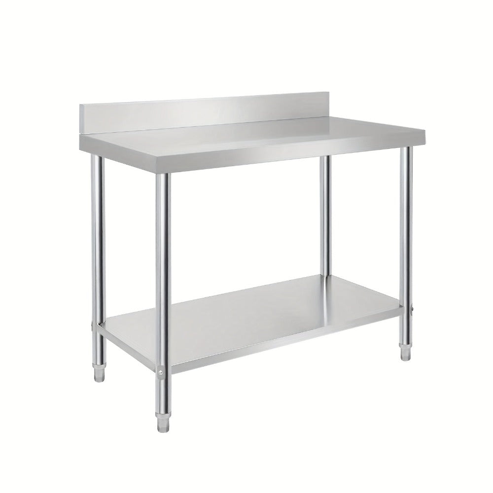 Mesa de trabajo de acero inoxidable, mesa de acero inoxidable con patas ajustables, mesa gastro, mesa de preparación, mesa de corte, muebles de cocina plateados con soporte