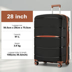 1/3 piezas de 20 pulgadas, 24 pulgadas y 28 pulgadas, maleta KONO, carrito, estuche de viaje - polipropileno, ligero, carcasa dura, 4 ruedas giratorias dobles y cerradura TSA