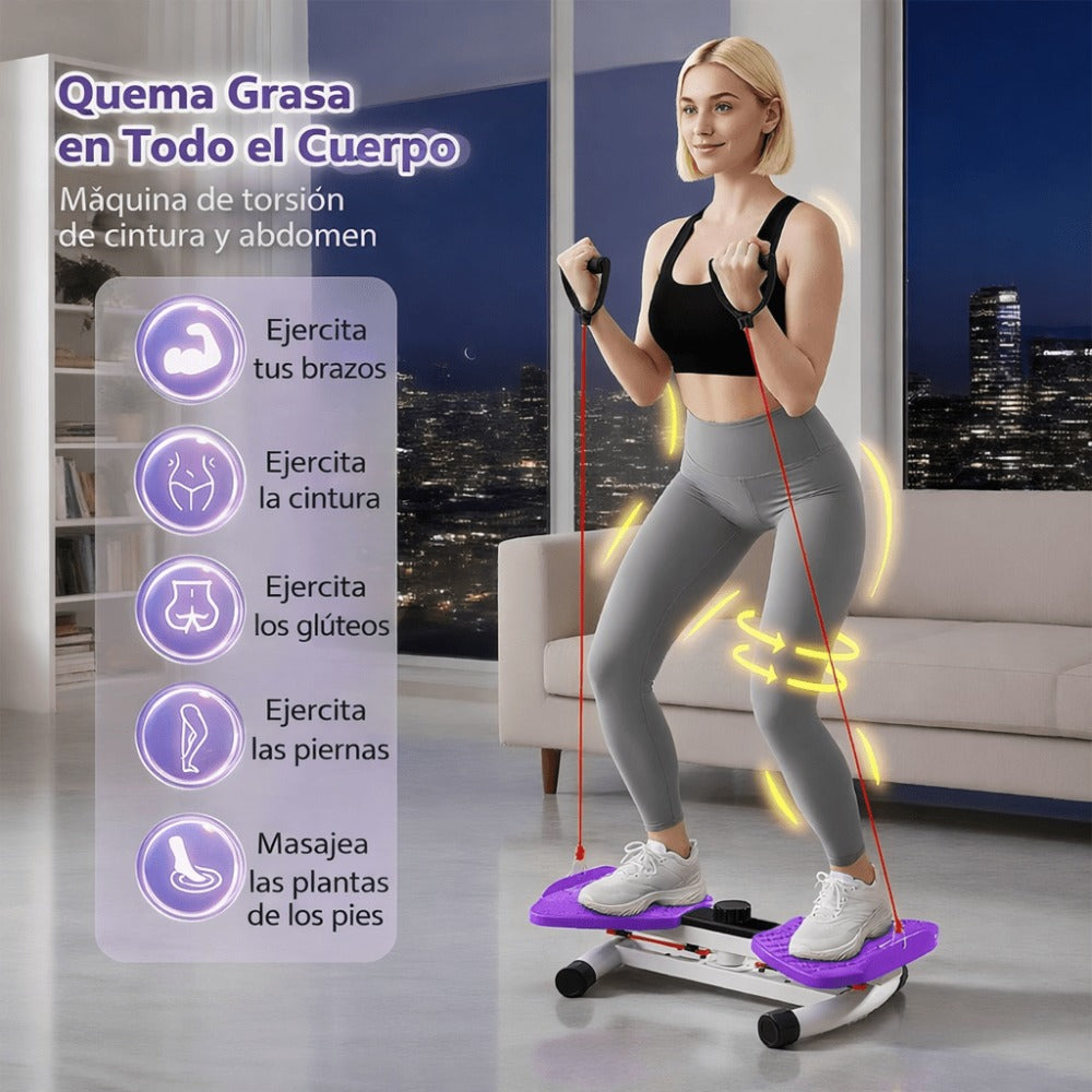 Equipo de fitness giratorio de cintura para uso doméstico, quemador de grasa abdominal, equipado con bandas de resistencia, tabla de ejercicios silenciosa y antideslizante para entrenamiento de core, piernas y glúteos (capacidad de peso 136 kg - rosa - mo