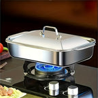Juego de Bandejas para Hornear de Acero Inoxidable, Bandeja Metálica con Tapa, Diseño de Bordes Altos para Mayor Capacidad, Resistente al Calor hasta 230°C, Fácil de Limpiar, Bandeja para Asar Adecuada para Guisos/Lasaña/Pollo/Verduras