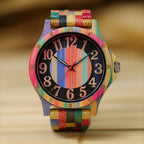 LeeEv Relojes de Madera Transparentes Huecos de Colores Mixtos para Hombres, Reloj de Madera Grabado a Mano, Reloj Analógico de Cuarzo, Reloj de Pulsera de Bambú para Hombres, Regalo para Hombres