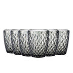 TRESV Set de 6 Vasos de Cristal 250ml | Diseño de Diamante Elegante | Aptos para Lavavajillas | Vidrio Sin Plomo para Agua y Refrescos