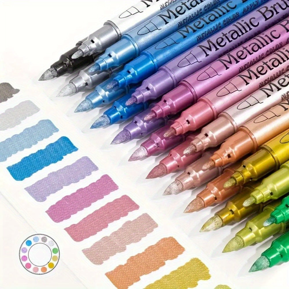 Rotuladores de metal de 24 colores, rotuladores de punta dura y blanda, adecuados para vidrio, cerámica, firmas, graffiti, piedra, madera, perfectos para pintar, Año Nuevo, pintura profesional