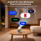[Proyector Mini Portátil para el Hogar Magcubic HY300Pro] Nativo 720P, Compatible con 8K - 300ANSI - Enfoque Manual y Corrección Trapezoidal - Relación de Proyección 0.9:1 - Android 14 - Almacenamiento de 1GB RAM + 8GB ROM - Mini Proyector de Cine en Casa