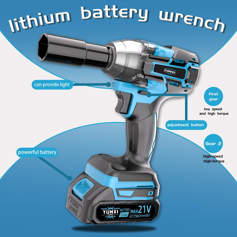 Kit de herramientas | Llave de impacto azul inalámbrica recién mejorada, completa con batería y cargador. Diseño ergonómico y ligero para una