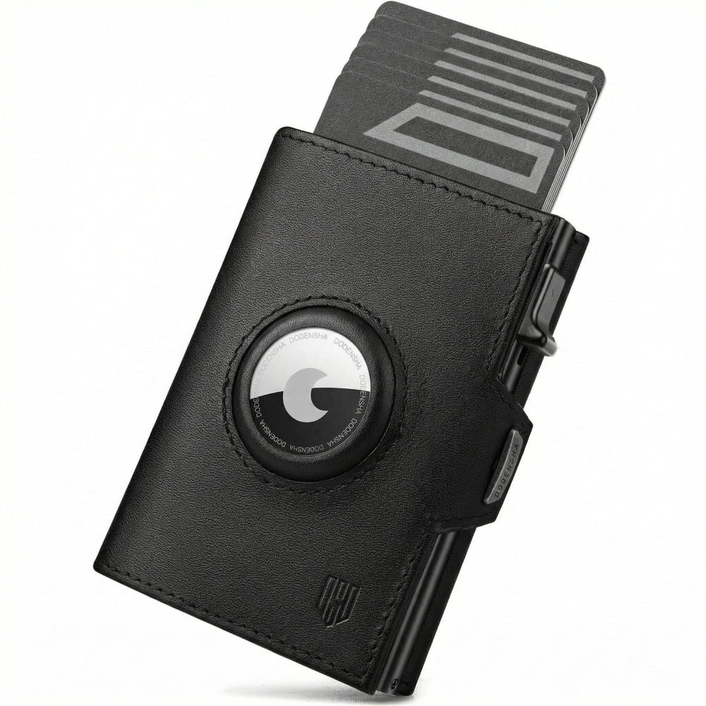 Cartera Pepple para Airtag, Cartera de hombre con botones, Cartera inteligente con compartimento para monedas, Cartera de hombre para más de 10 tarjetas, Carteras para hombre, Protección RFID, Marrón Plateado, Moderna