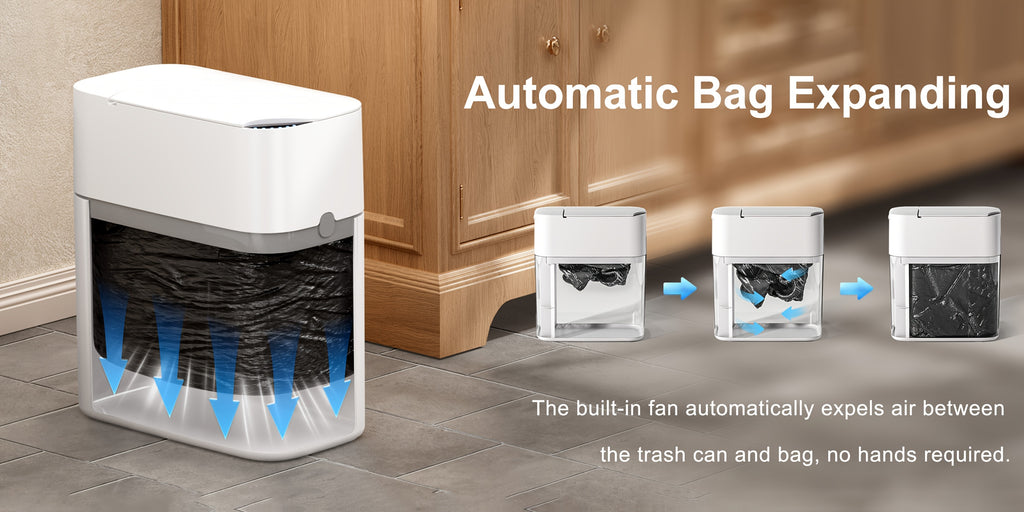 Papelera Inteligente con Tapa para Baño, Blanca, Productos de Almacenamiento para el Hogar, Recomendada para Cocina, Baño y Dormitorio