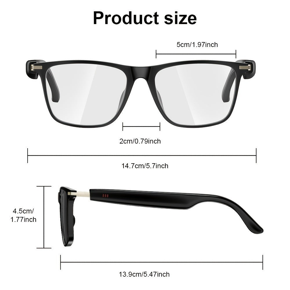 Gafas de Audio Inteligentes Multifuncionales con Altavoz Integrado y Tecnología Soundwave, Compatibles Con Llamadas Inalámbricas, Responder/Rechazar llamadas, Escuchar Música en las Gafas, Control por Foto, 85mAh*2 Batería Grande, Gran Autonomía, Diseño E