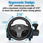 Volante de juego de carreras NBCP con pedales, volante de 270° con retroalimentación de fuerza, para PC, PS4/PS3, Android, simulador de carreras Real Racing