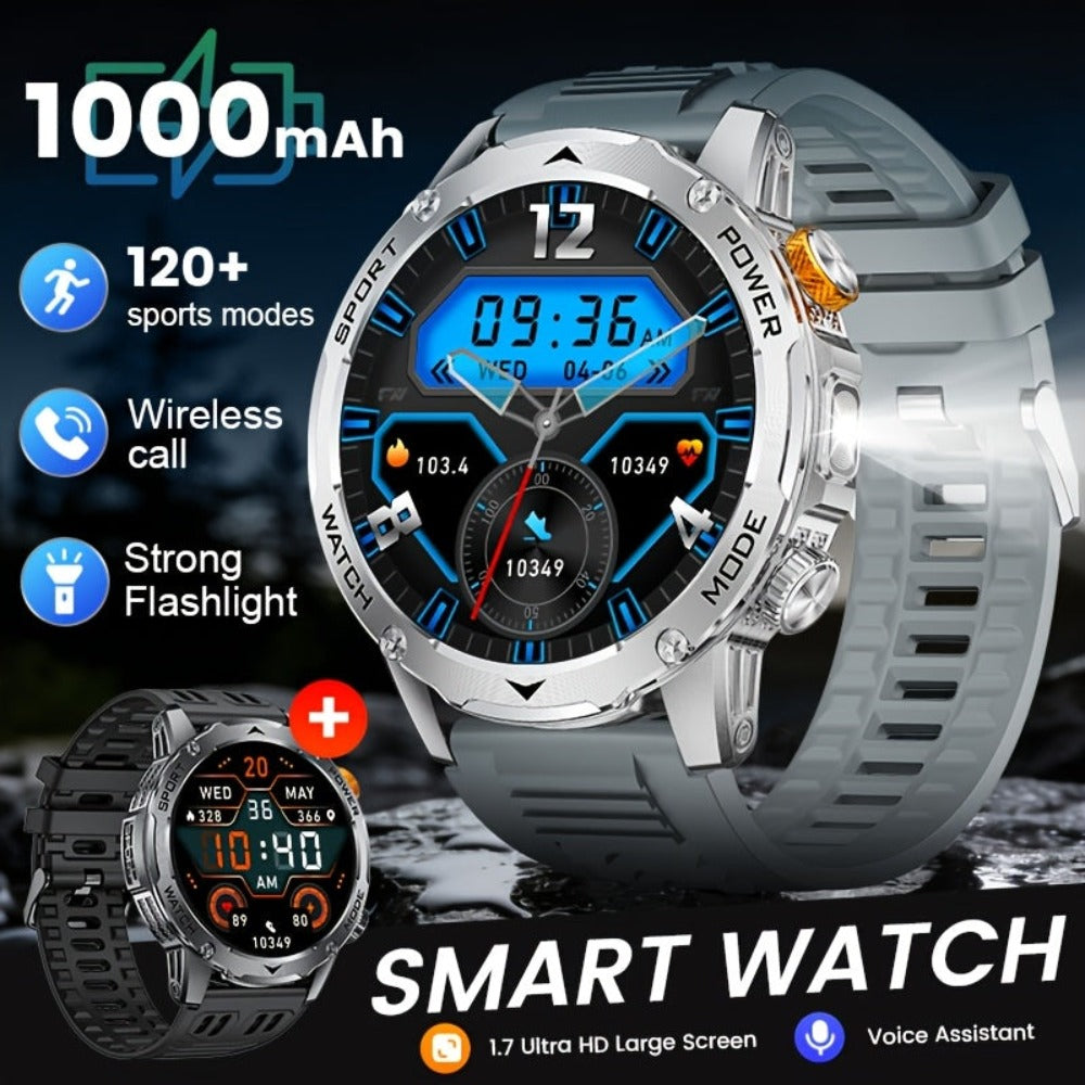 SIEMORL Smartwatch para hombre con más de 50 horas de tiempo de espera ultra largo, reloj inteligente HD de 1.7 pulgadas con batería de 1000 mAh/Función de teléfono/Más de 110 modos deportivos/Monitoreo del sueño, Reloj para hombre para iPhone Android Pod