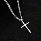 Collar con colgante de cruz de plata 925 con diseño de cadena clásica, adiciones de joyería estilo fiesta hip-hop, regalo para el Día de San Valentín, Día del Padre, incluye embalaje en caja de regalo