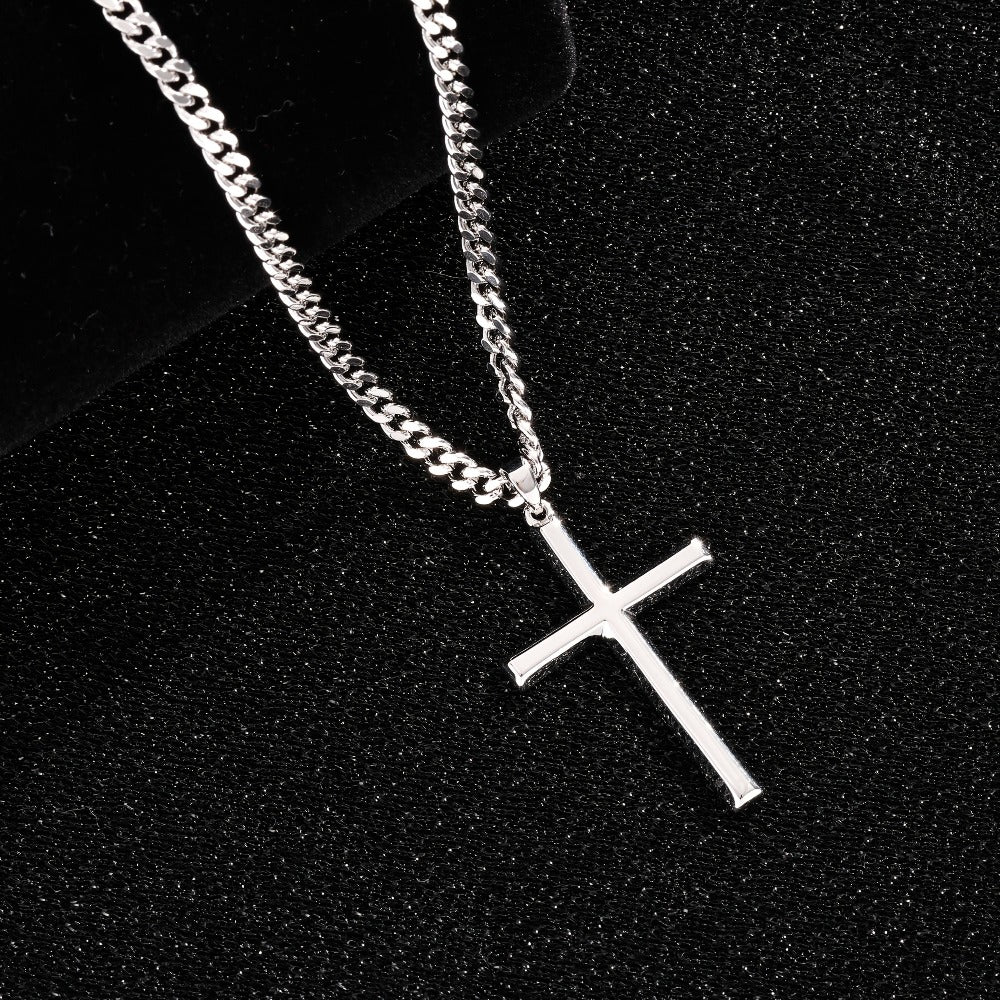 Collar con colgante de cruz de plata 925 con diseño de cadena clásica, adiciones de joyería estilo fiesta hip-hop, regalo para el Día de San Valentín, Día del Padre, incluye embalaje en caja de regalo