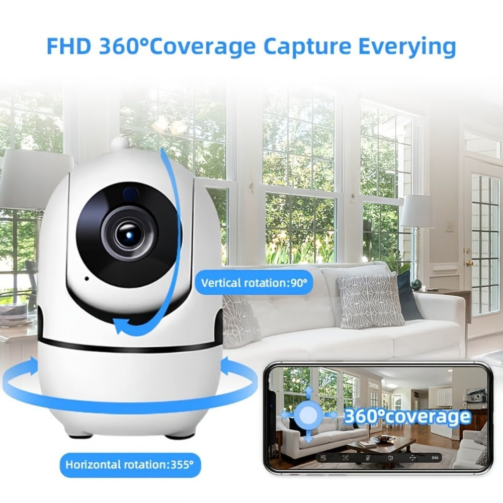 Cámara de seguridad inteligente para interiores, cámara IP inalámbrica con visión nocturna, seguimiento automático y detección de movimiento, WiFi de doble banda, aplicación móvil compatible, conector USB para monitor, vigilancia adecuada para smartphones