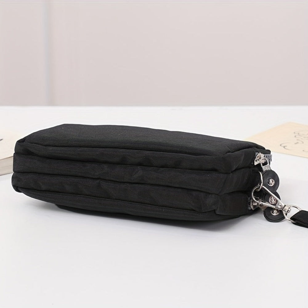 Cartera de Mujer de 3 Capas con Cremallera, Estuche de Lluvia para Llaves, Billetera de Gran Capacidad, Organizador de Cables de Datos, Tarjetero, Funda para Teléfono, Bolso Móvil